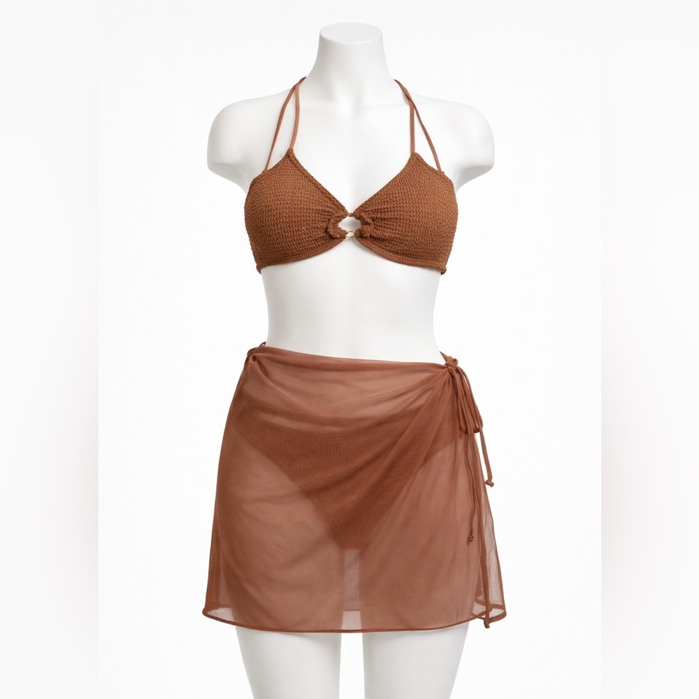 NWT Bikini with skirt cover up. Padded top. Size small. Hygenic liner.